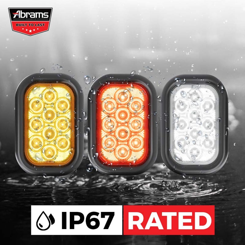 Abrams 5" x 3" Red 10 LED Trailer Tail Light - DOT Approved Rectangular Truck Stop Brake Turn Lights â€“ IP67 Waterproof RV Semi Truck Taillight â€“ Bright Colored Lens, Grommet & Plugs Included - 4 Pack - Image 5